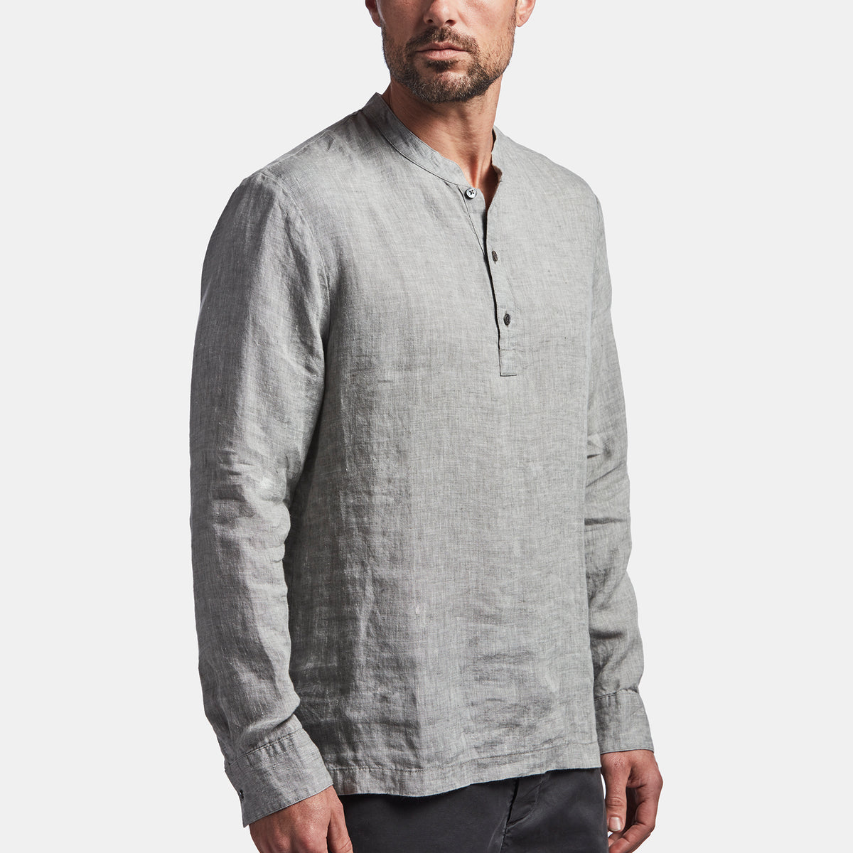 Linen Pullover Shirt In Char | James Perse Los Angeles
