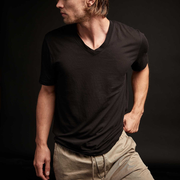 3 Pack Short Sleeve V Neck Tee - Black/White/Deep | James Perse Los Angeles