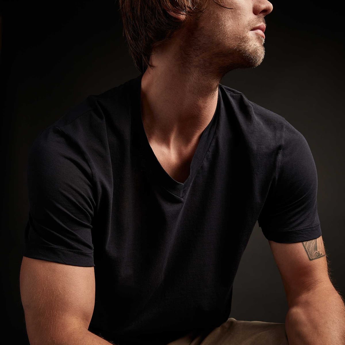 3 Pack Short Sleeve V Neck Tee - Black/White/Deep | James Perse Los Angeles