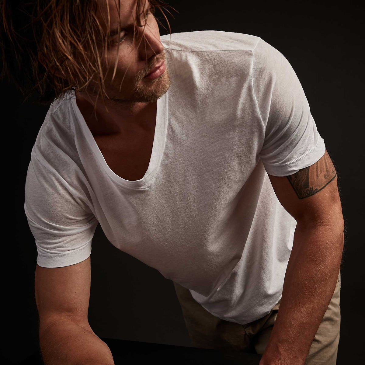 3 Pack Short Sleeve V Neck Tee - Black/White/Deep | James Perse Los Angeles