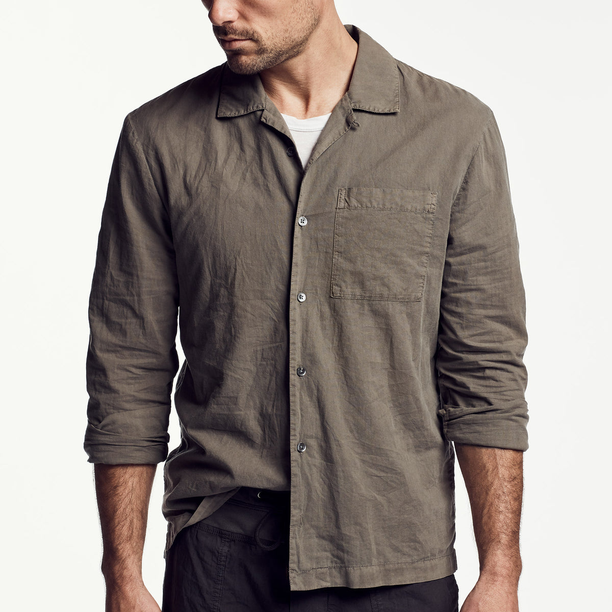 Cotton Lawn Utility Shirt in Marjoram Pigment | James Perse Los Angeles