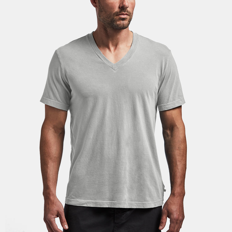 Short Sleeve V Neck in Steel Pigment | James Perse Los Angeles