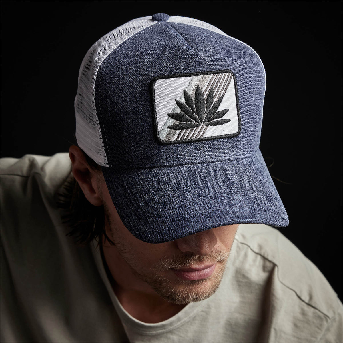 Agave Patch Linen Trucker Hat in Marine | James Perse Los Angeles