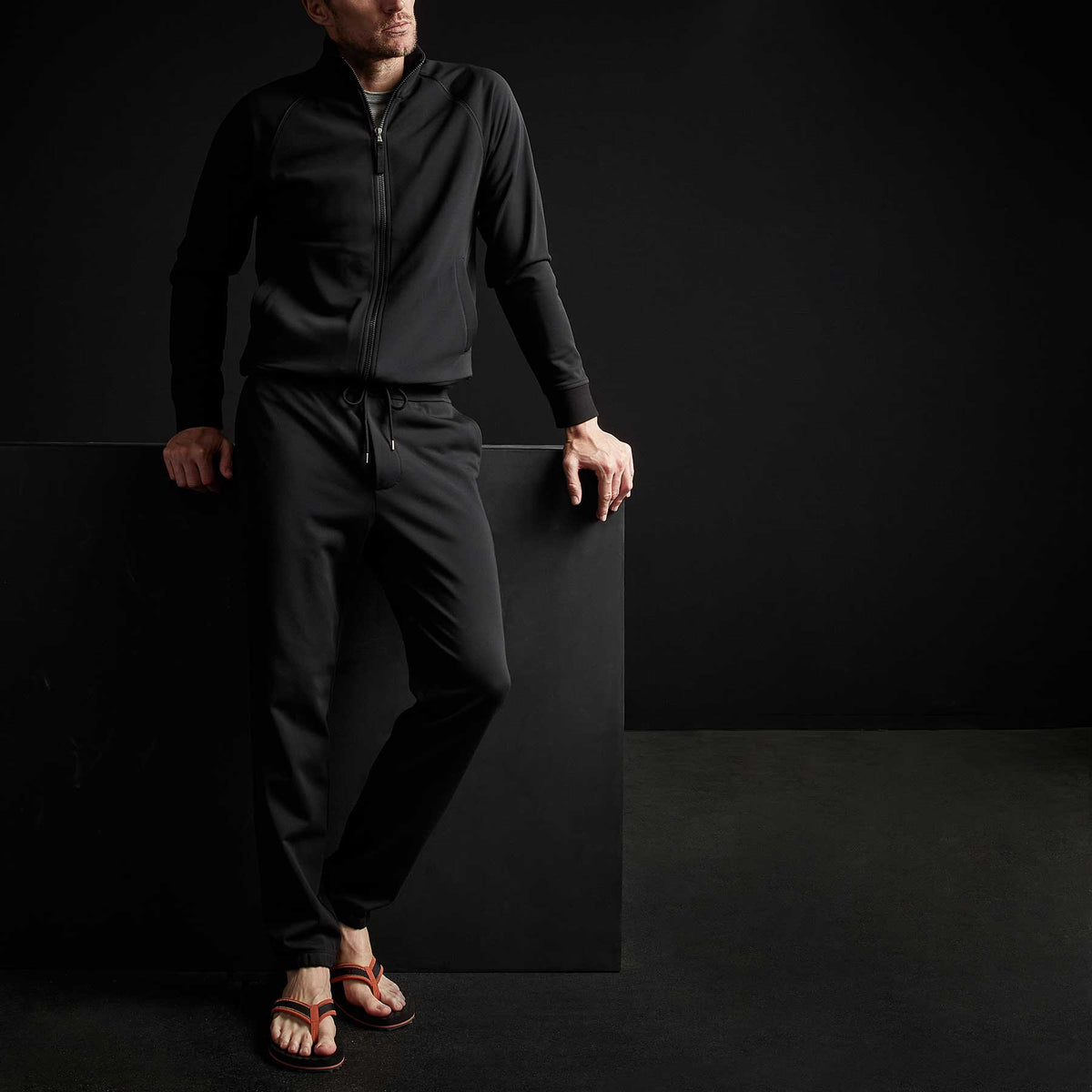 Piped Track Pant - Black | James Perse Los Angeles