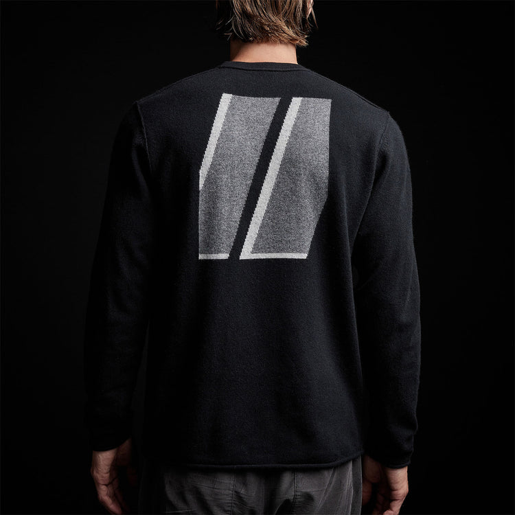 Crew Neck W/ Double Bar Intarsia in Black | James Perse Los Angeles