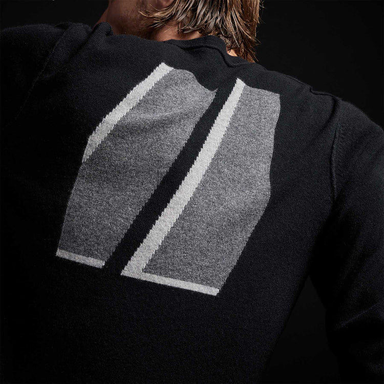 Crew Neck W/ Double Bar Intarsia in Black | James Perse Los Angeles