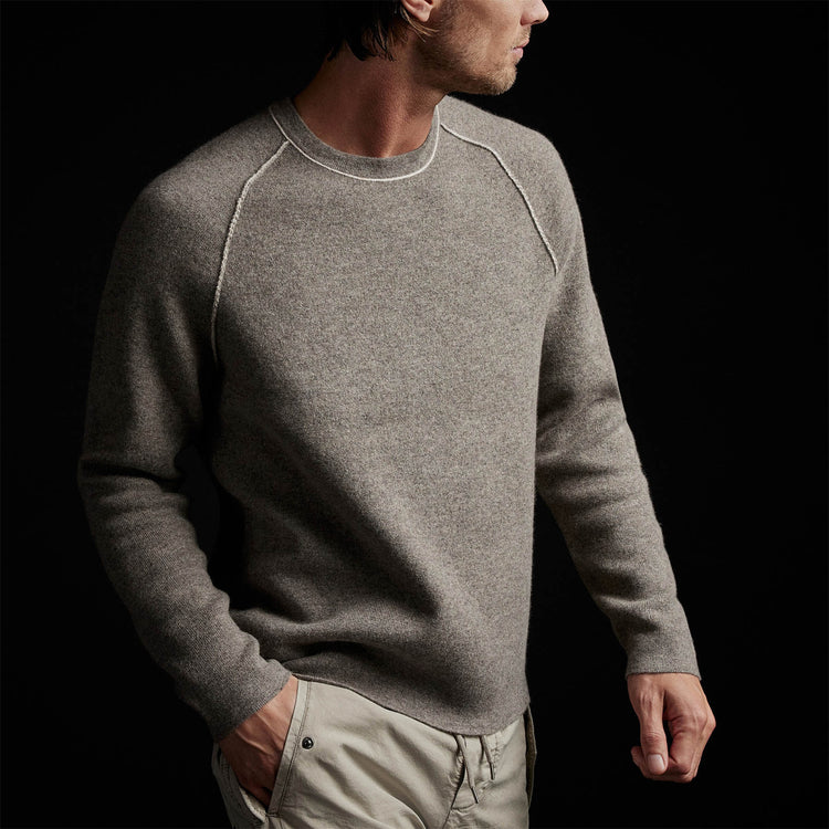 Cashmere Double Bed Raglan Crew in Cement/Stone | James Perse Los Angeles