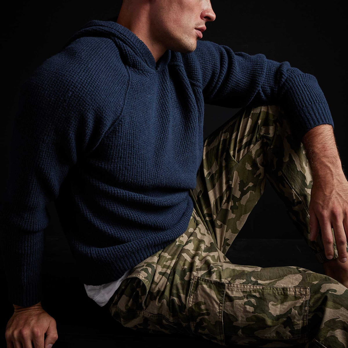 Cotton Wool Thermal Hoody in Navy | James Perse Los Angeles