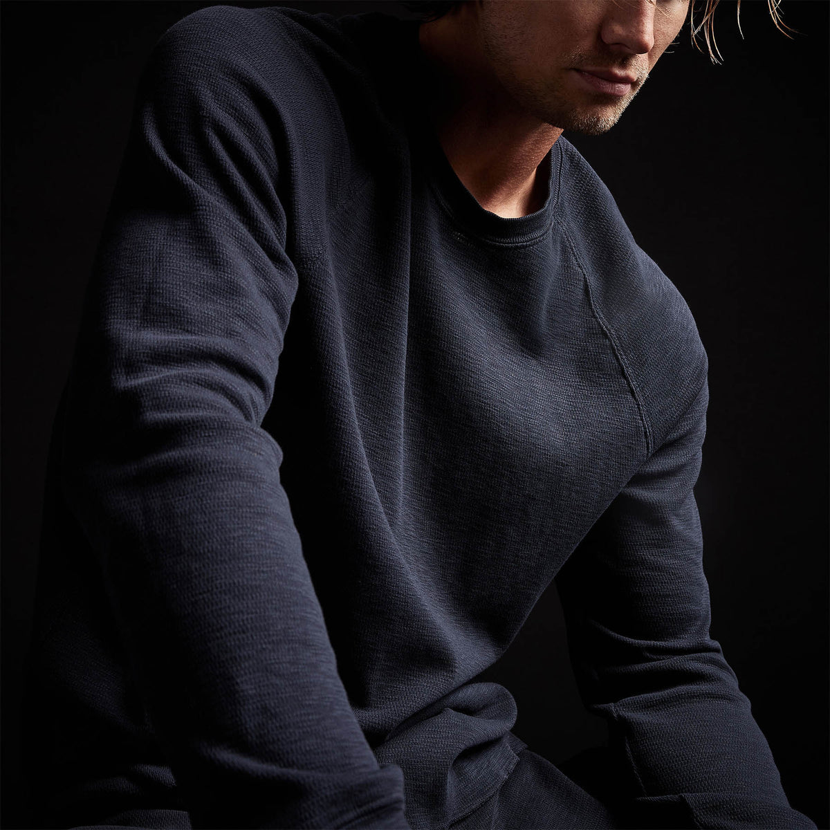 Long Sleeve Thermal Raglan in Blue Oil | James Perse Los Angeles 