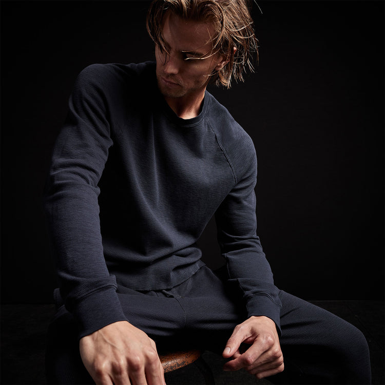 Long Sleeve Thermal Raglan in Blue Oil | James Perse Los Angeles 