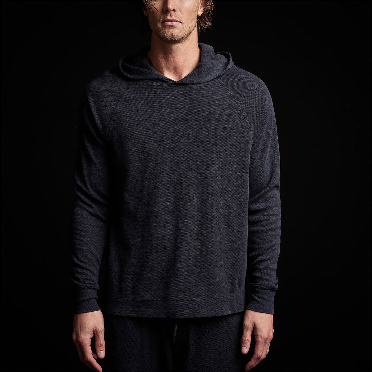 Thermal Raglan Hoodie in Blue Oil | James Perse Los Angeles 