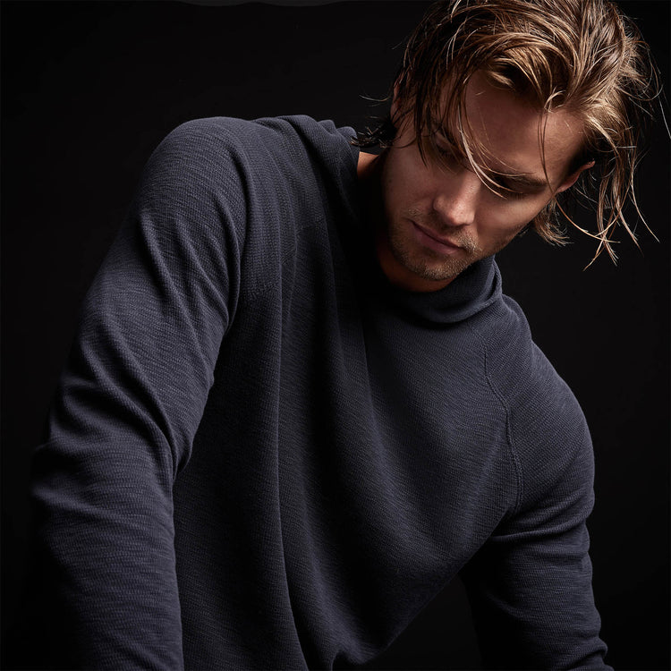 Thermal Raglan Hoodie in Blue Oil | James Perse Los Angeles 