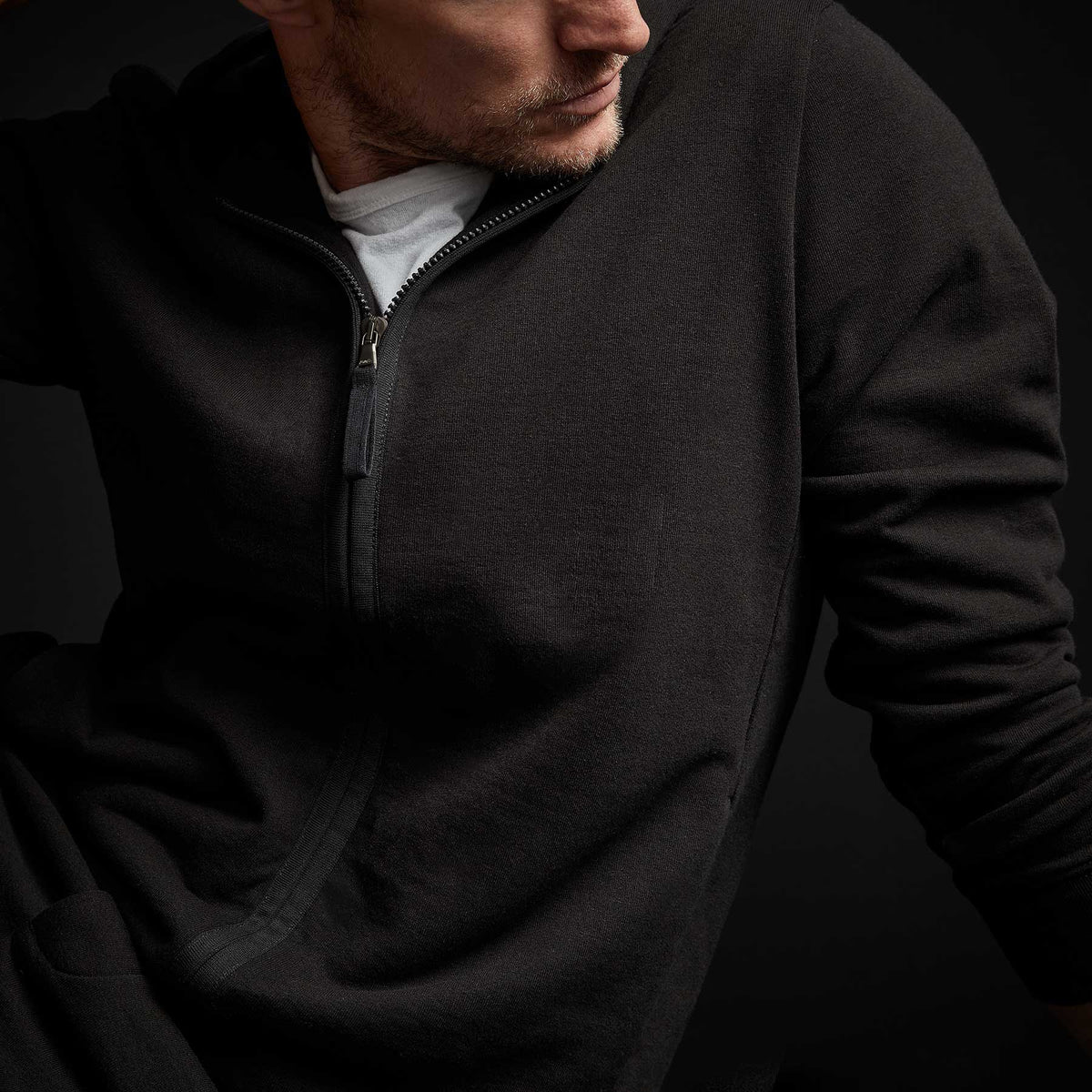 Vintage Fleece Full Zip Hoody in Black | James Perse Los Angeles
