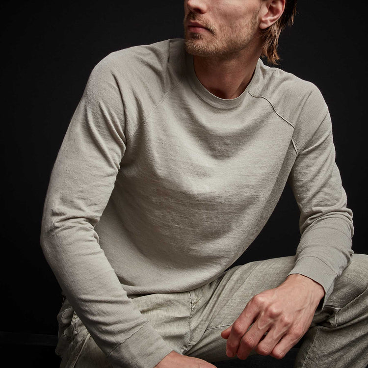 Long Sleeve Seamed Raglan Sweater in Mineral | James Perse Los Angeles