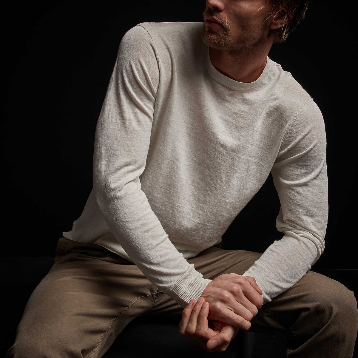Linen Blend Crew Neck Sweater - Celadon | James Perse Los Angeles