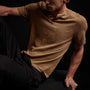 Linen Blend Short Sleeve Henley Sweater - Bronze | James Perse Los Angeles