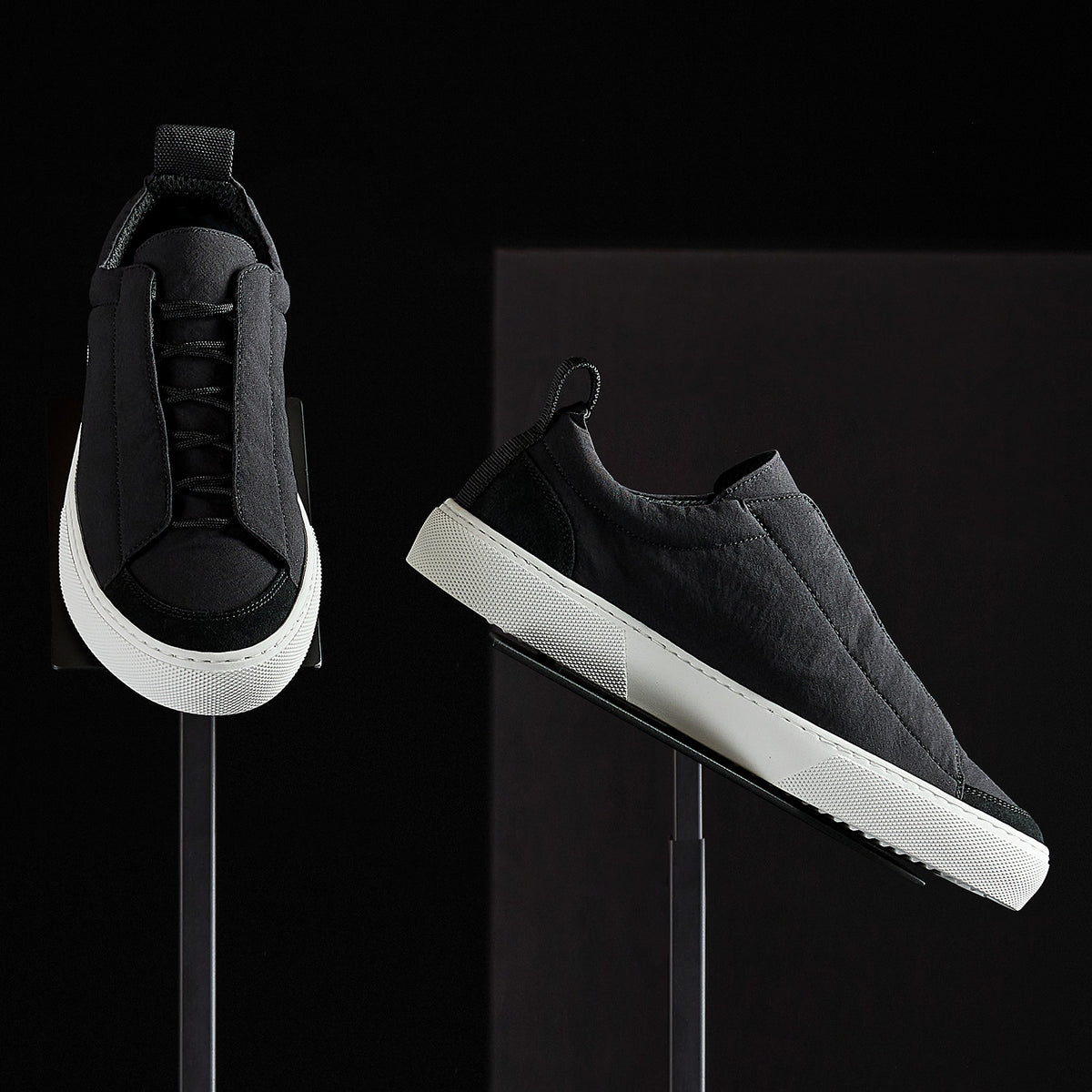 Solstice Low Top Skate Sneaker in Black/Black | James Perse Los Angeles