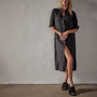 Matte Stretch Poplin Shirt Dress in Black | James Perse Los Angeles