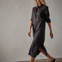Matte Stretch Poplin Shirt Dress in Black | James Perse Los Angeles