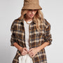 Military Plaid Boyfriend Shirt In Coffee Multi Plaid | James Perse Los Angeles