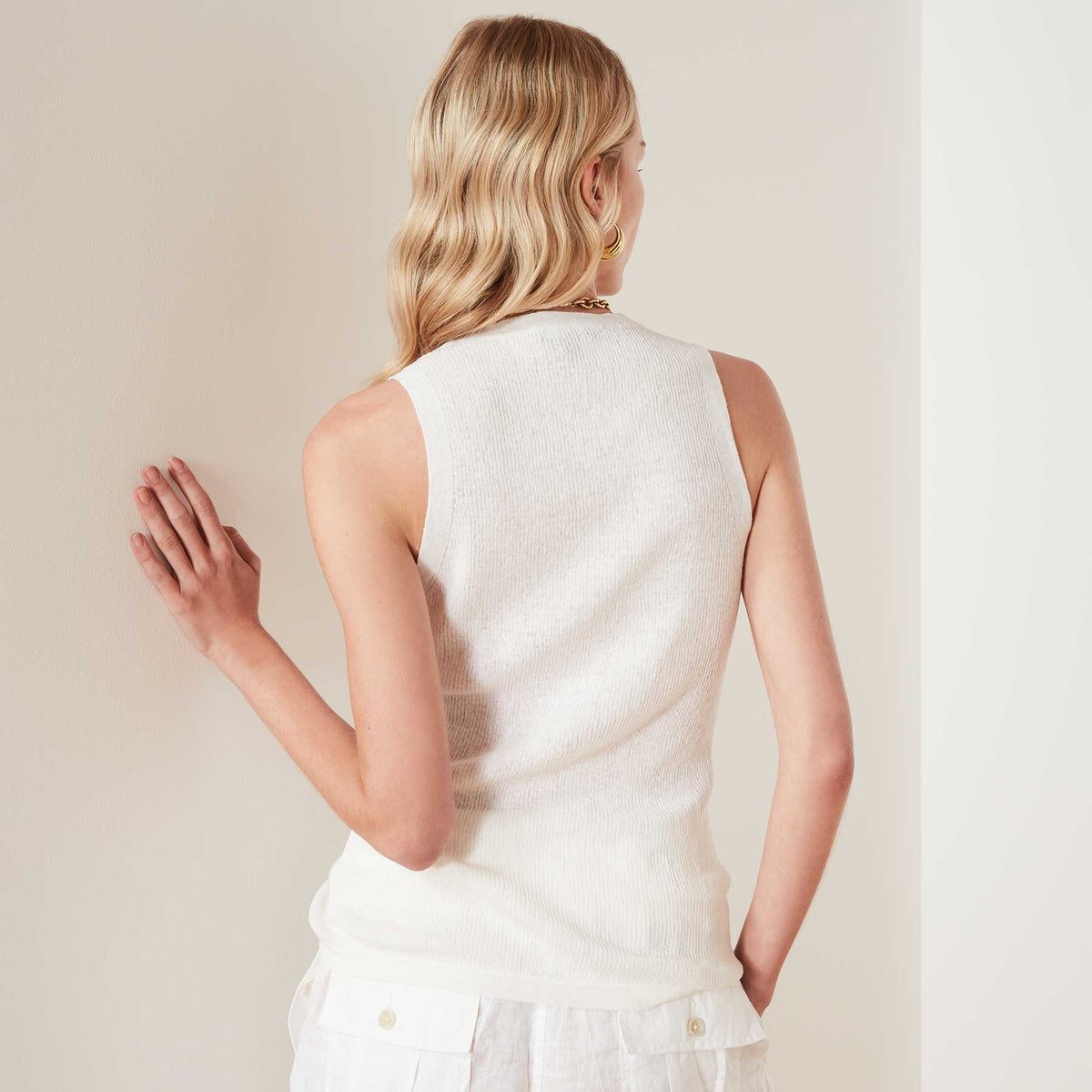 Cotton Linen Sweater Tank In White | James Perse Los Angeles