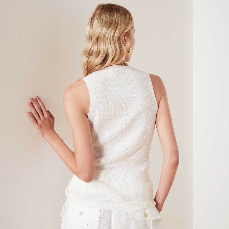 Cotton Linen Sweater Tank In White | James Perse Los Angeles