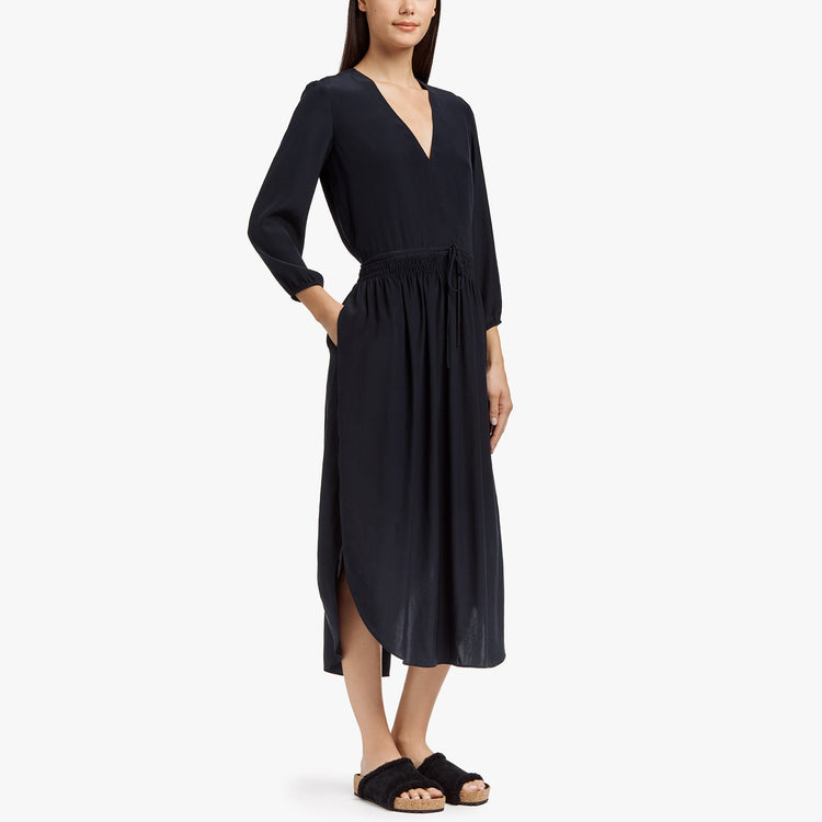 Silk Charmeuse Dress In French Navy | James Perse Los Angeles