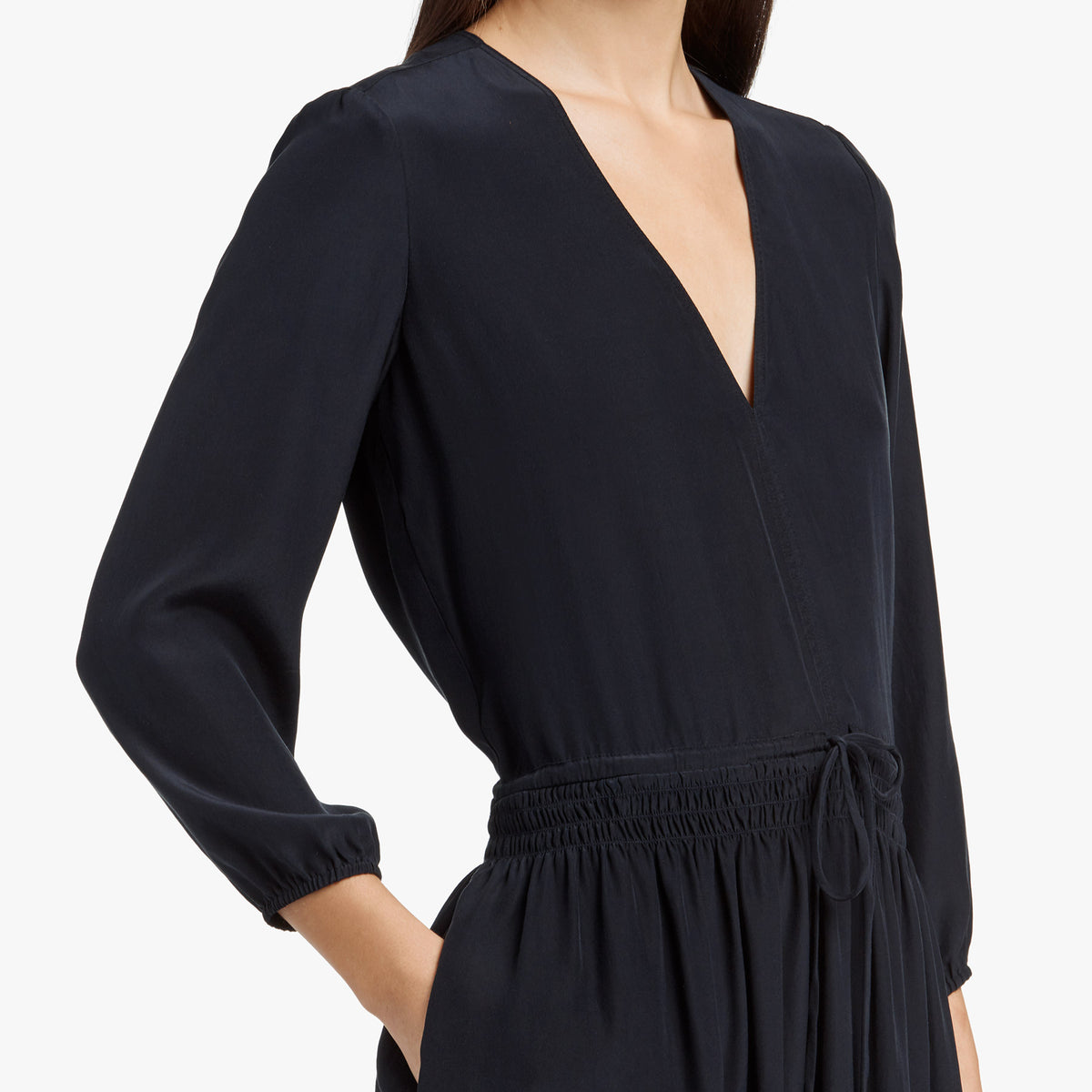 Silk Charmeuse Dress In French Navy | James Perse Los Angeles