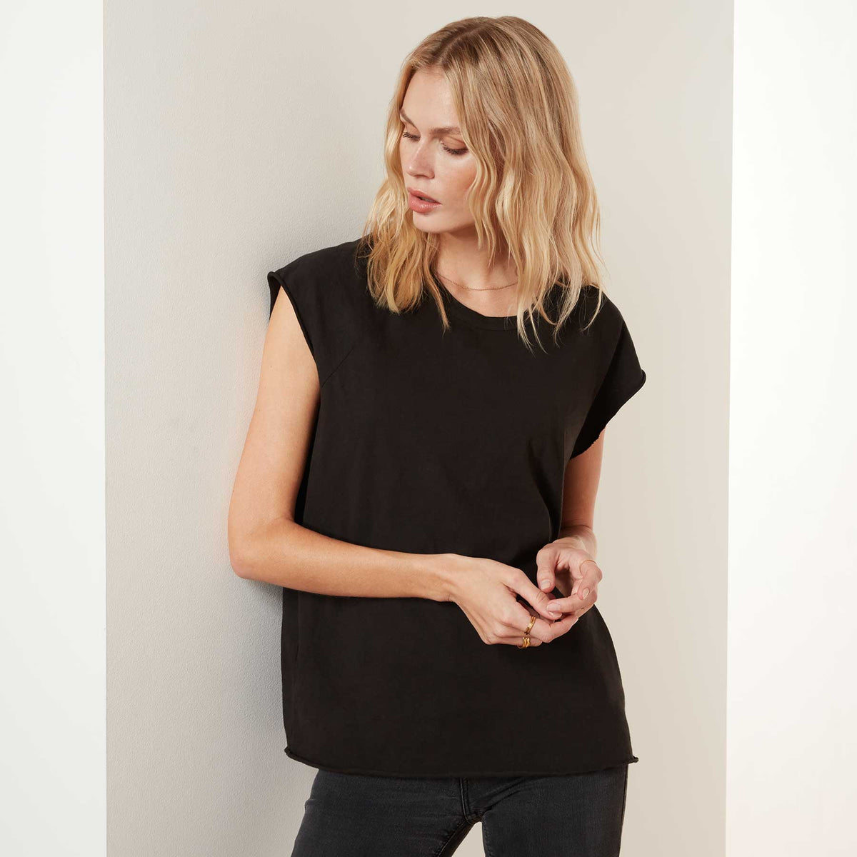 High Twist Jersey Shell Tank in Black | James Perse Los Angeles