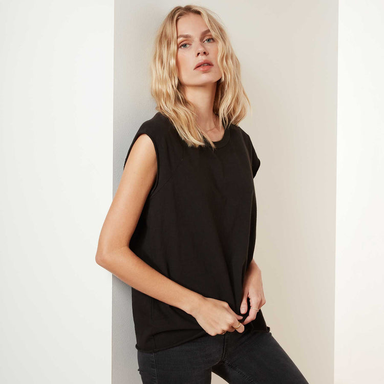 High Twist Jersey Shell Tank in Black | James Perse Los Angeles