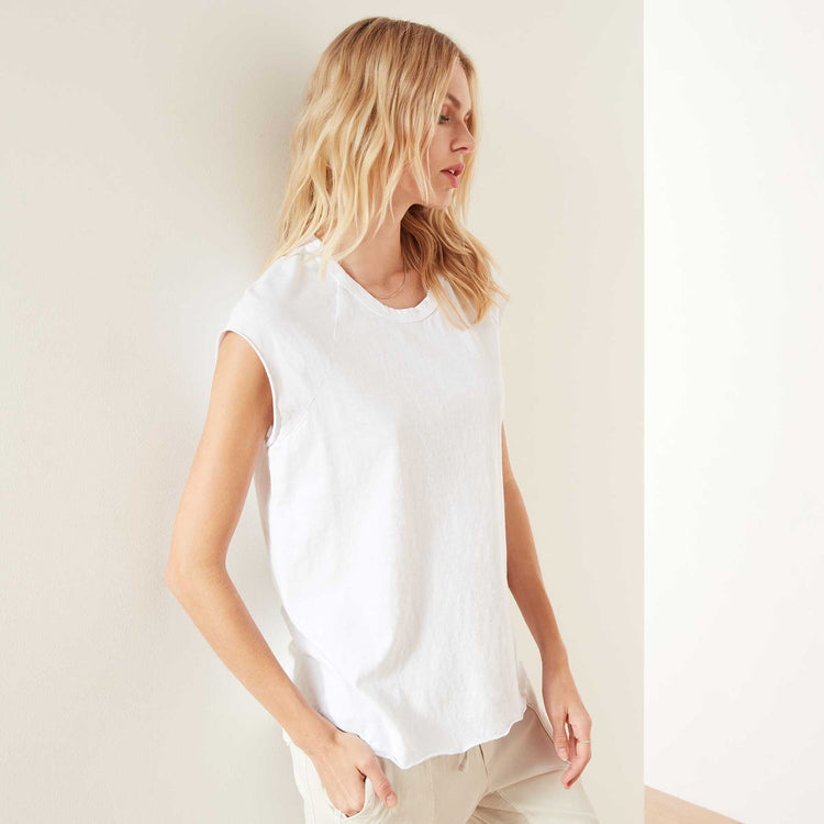 High Twist Jersey Shell Tank in White | James Perse Los Angeles