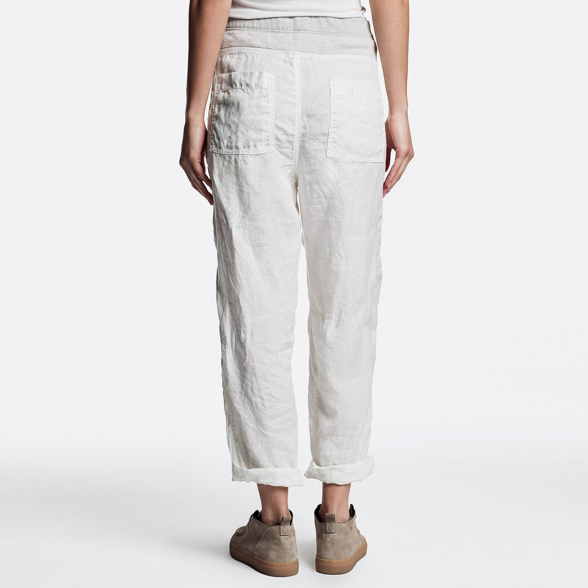 Mixed Media Linen Pant in White | James Perse Los Angeles