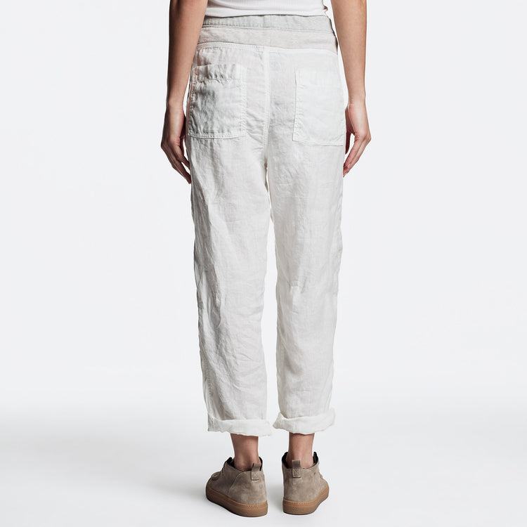 Mixed Media Linen Pant in White | James Perse Los Angeles