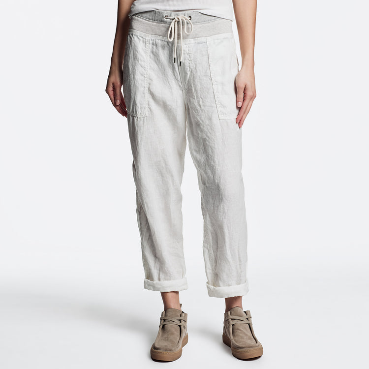 Mixed Media Linen Pant in White | James Perse Los Angeles