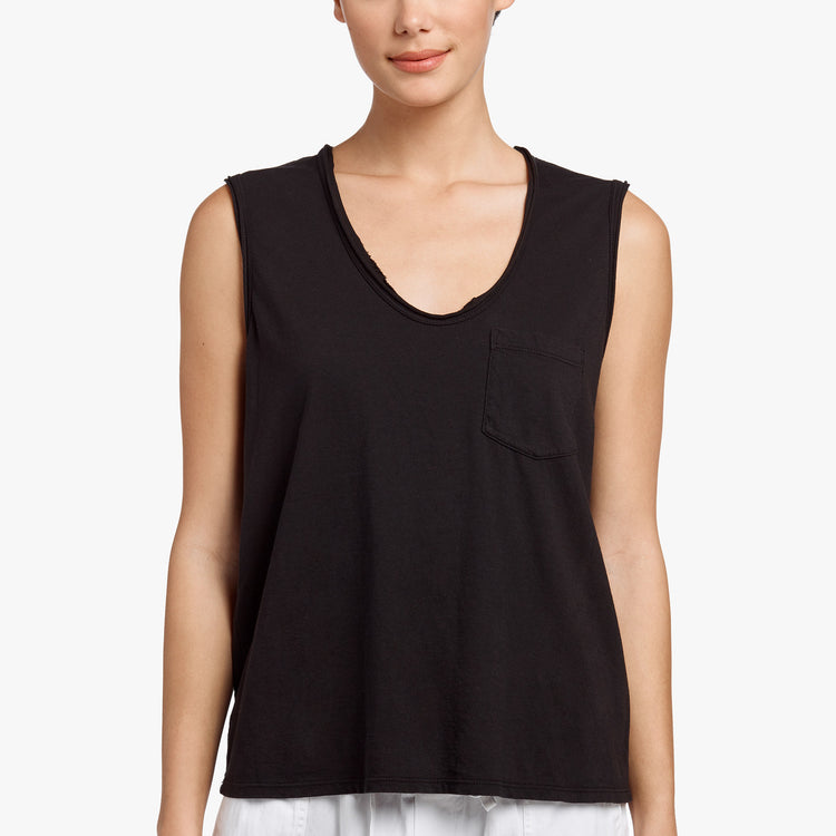 Vintage Pocket Tank In Black | James Perse Los Angeles