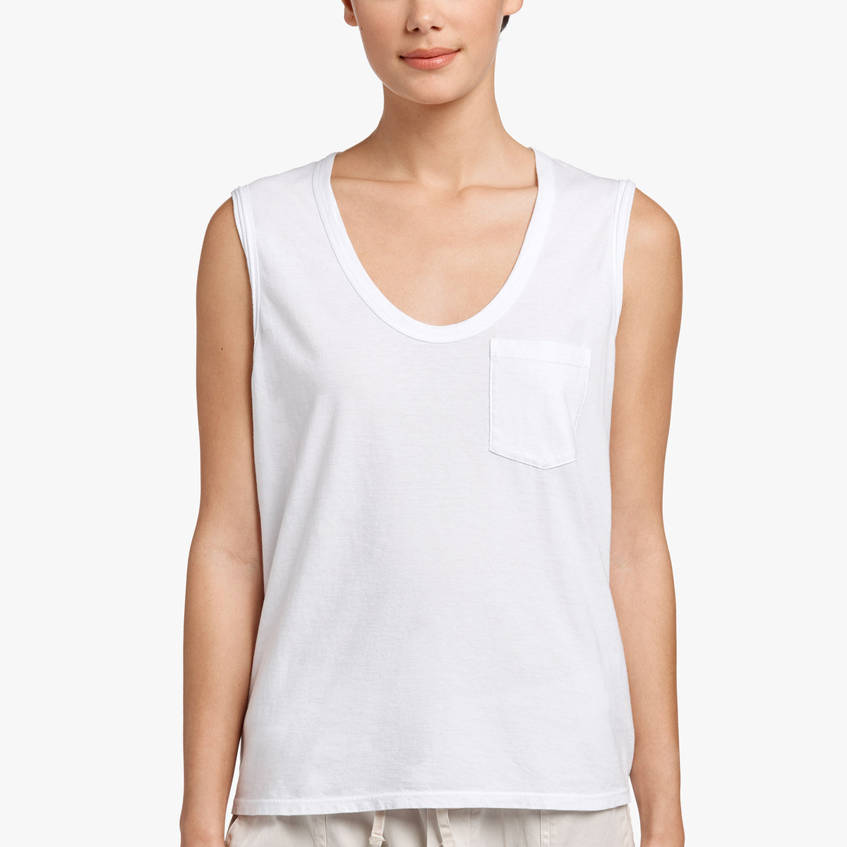Vintage Pocket Tank In White | James Perse Los Angeles