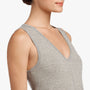 Contrast Binding Fitted Rib Dress - Pale Heather Grey | James Perse Los Angeles