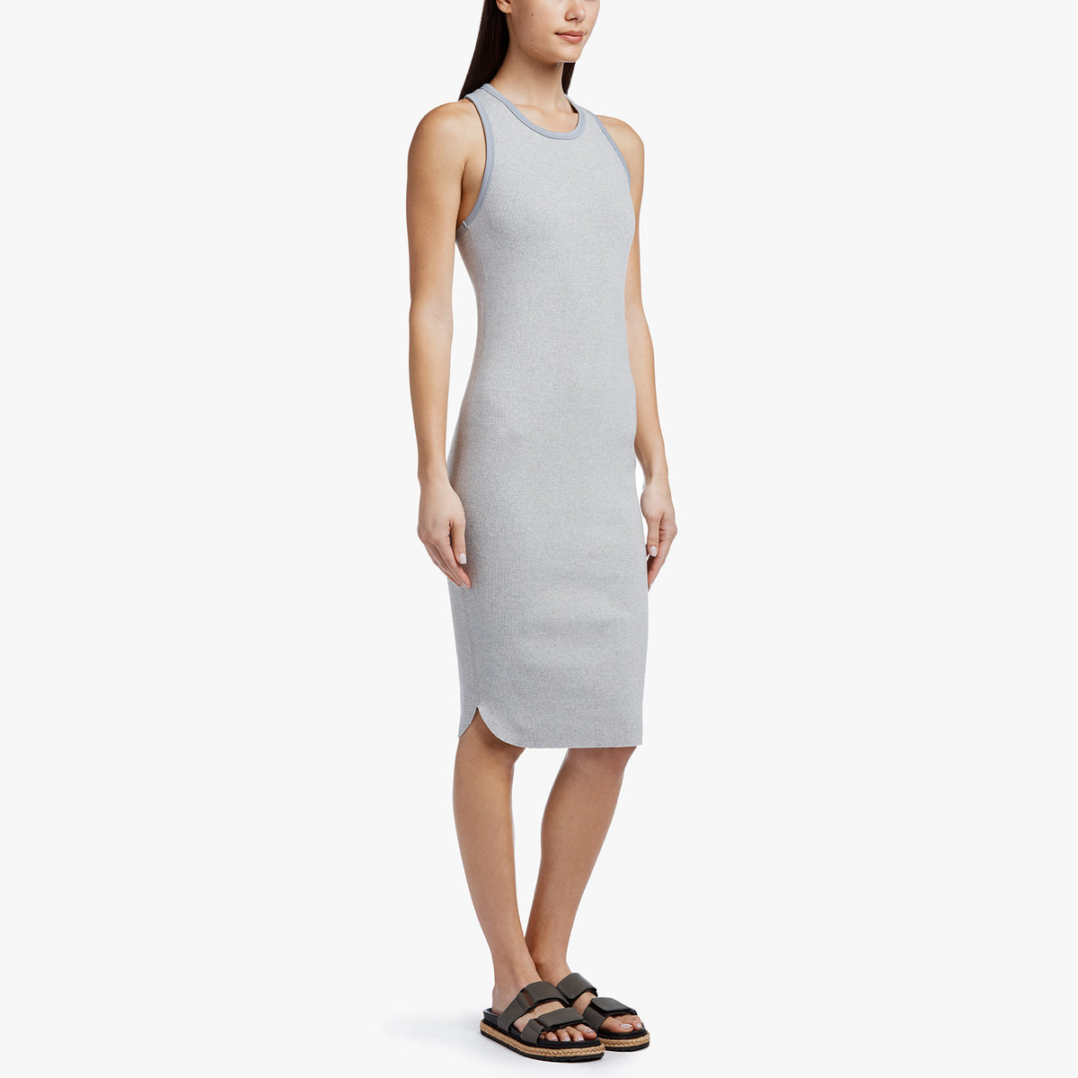 Sporty Trim Rib Tank Dress in Heather Grey/Grey | James Perse Los Angeles