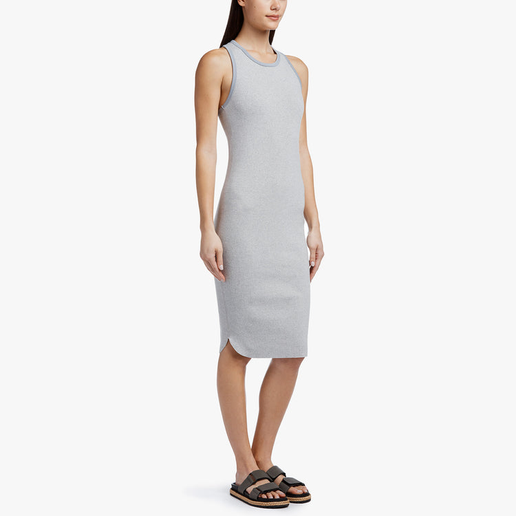 Sporty Trim Rib Tank Dress in Heather Grey/Grey | James Perse Los Angeles