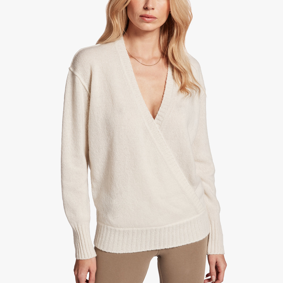Crossover Cashmere Sweater In Ivory | James Perse Los Angeles