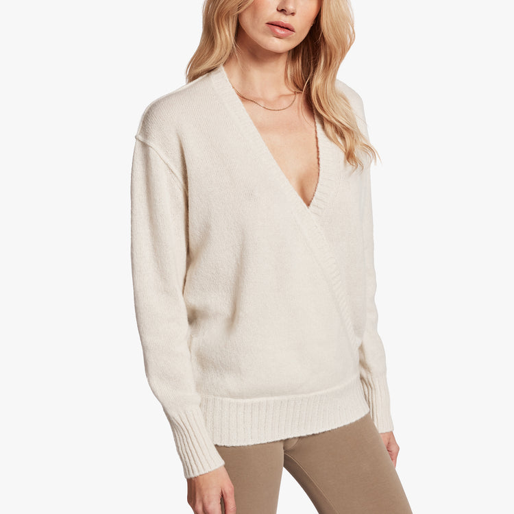 Crossover Cashmere Sweater In Ivory | James Perse Los Angeles