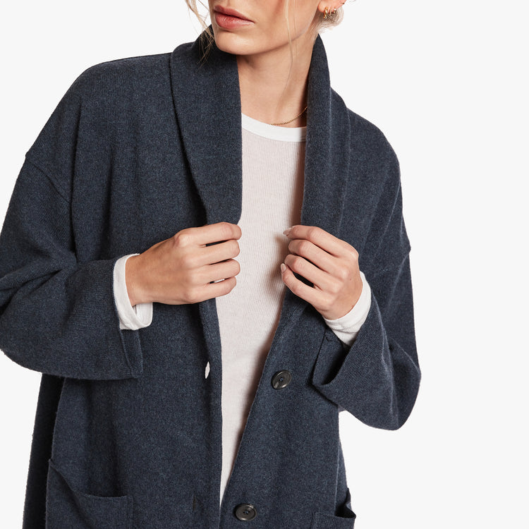 Oversized Shawl Cardigan In Denim Melange | James Perse Los Angeles
