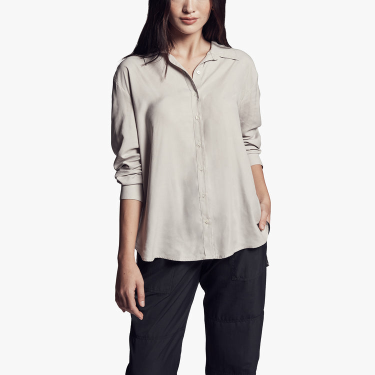 Micro Suede Shirt In Silver | James Perse Los Angeles