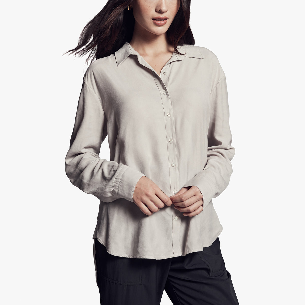 Micro Suede Shirt In Silver | James Perse Los Angeles