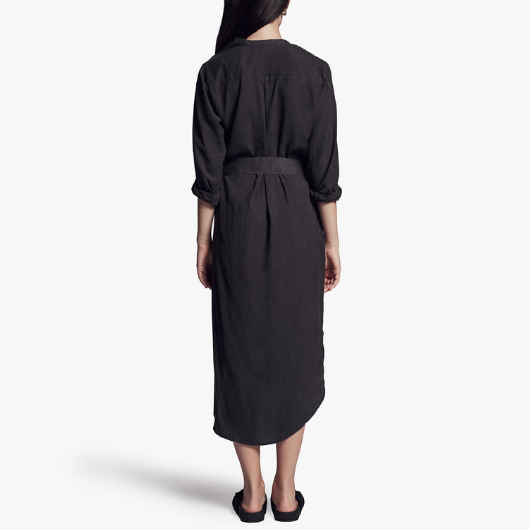 Tie Waist Shirt Dress In Carbon | James Perse Los Angeles