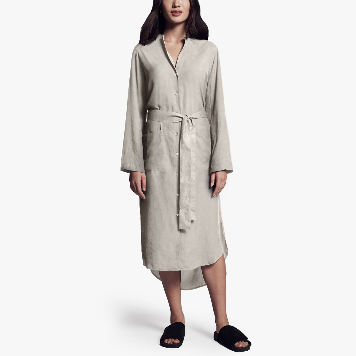 Tie Waist Shirt Dress In Silver | James Perse Los Angeles