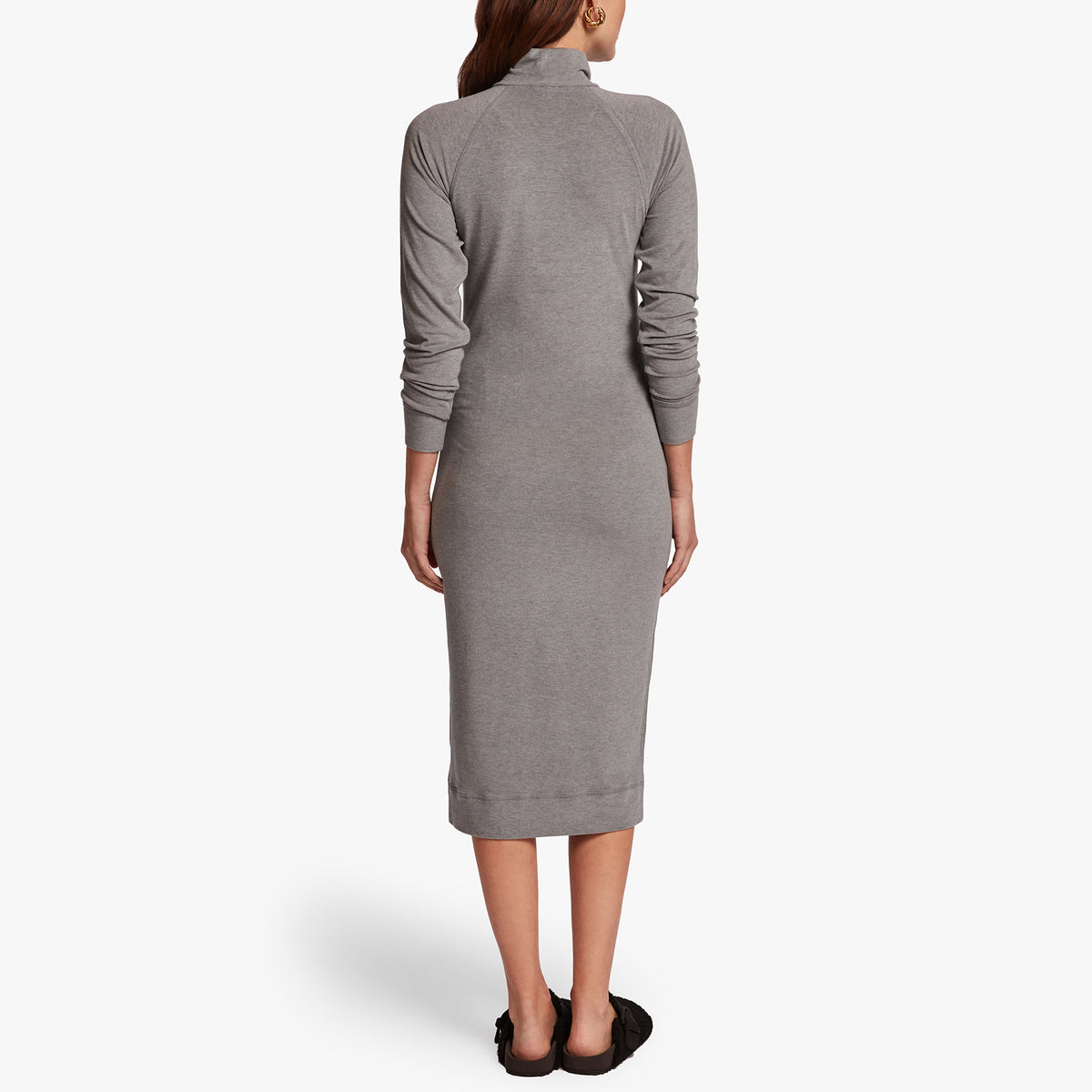 Micro Sueded Turtleneck Dress In Heather Grey | James Perse Los Angeles