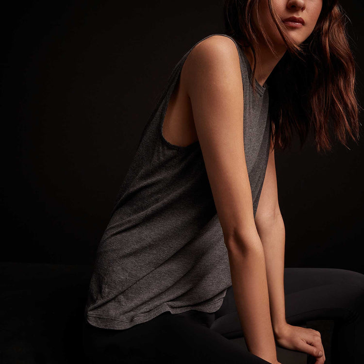 Y/OSEMITE Melange Jersey Muscle Tank - Black | James Perse Los Angeles