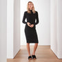 Contrast Ribbed Turtleneck Dress In Black | James Perse Los Angeles