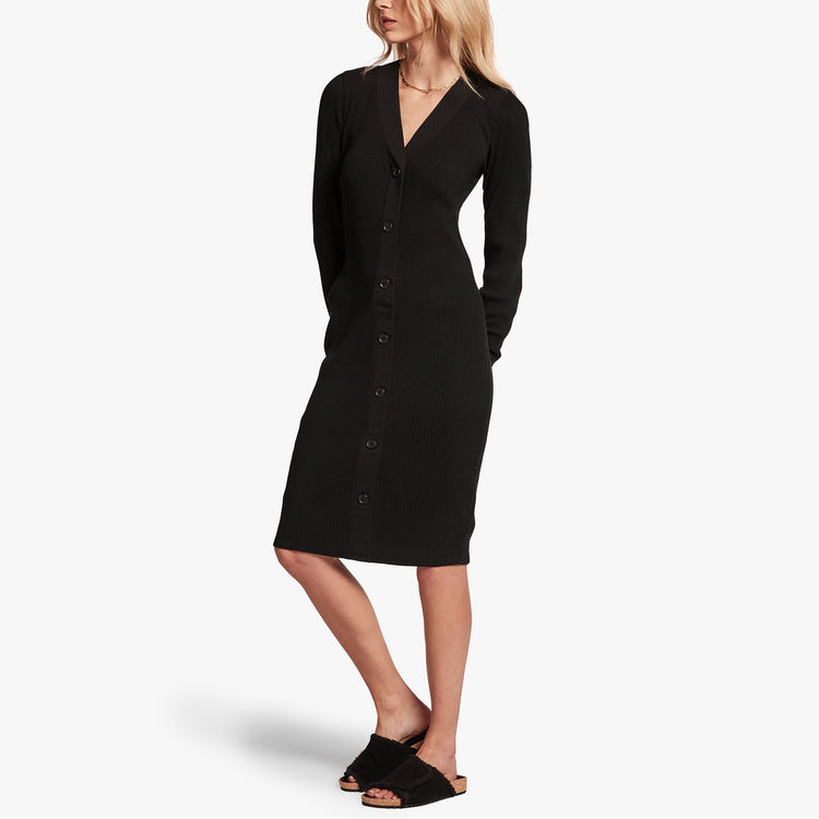 Ribbed Henley Dress In Black | James Perse Los Angeles